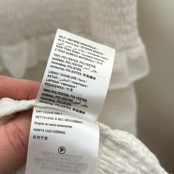 BEBE Smocked Georgette Maxi Dress Bright White {3K29} - Picture 8 of 8